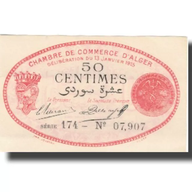 [#804750] Billet, Algeria, 50 Centimes, Chambre de Commerce, 1915, 1915-01-13, S