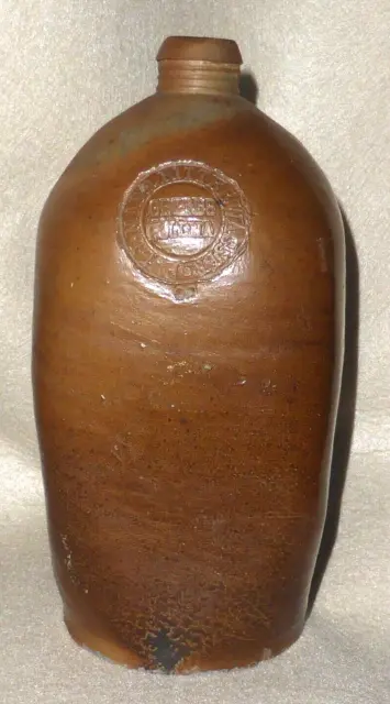 Rare Antique German Pullna Pullnaer Bitterwasser Stoneware 4 Sided Bottle c1840