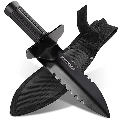 Metal Detector Shovel,  Heavy Duty Double Serrated Edge Digger, Metal