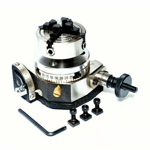 100mm -4"Rotary Table Tilting 4 slot + 4Jaw Self Centering LatheChuck+Backplate/