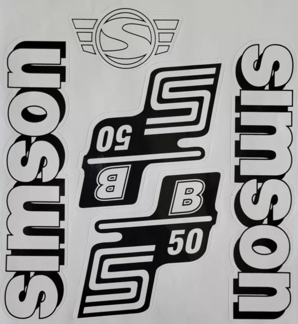 Simson Aufkleber Set S50 Weiß - Weiß Tank + Seitendeckel