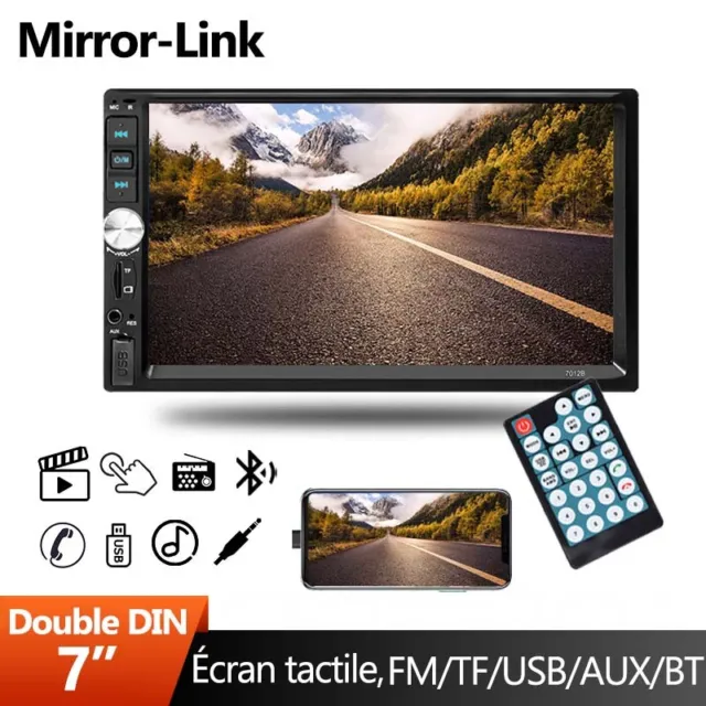 7" Double 2 DIN Bluetooth Radio de voiture FM USB/AUX Écran tactile Lecteur MP5