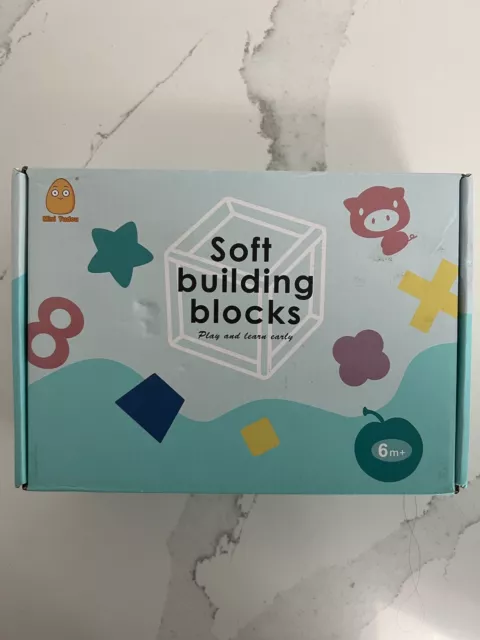 Bibi Bricks Soft Building Blocks 6+month Stackable Squeezable Tether Floatable