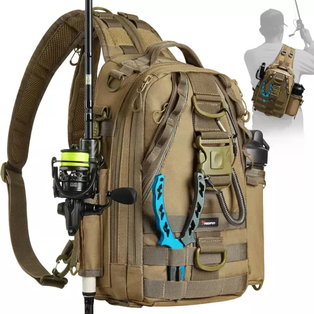 FISHING TACKLE BACKPACK with Rod & Gear Holder, Lightweight