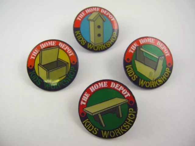 4 Four Lapel Pins Home Depot Kids Workshop Theme