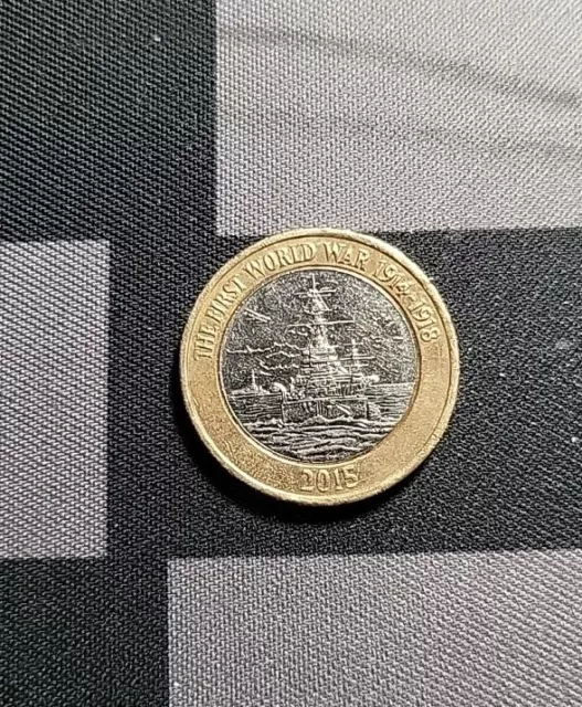 First World War £2 pound coin Royal Navy HMS Belfast Good Condition Free Postage