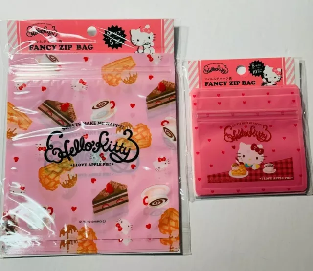 Daiso Sanrio HELLO KITTY FANCY ZIP BAGS Set of 2  - New *US Seller*