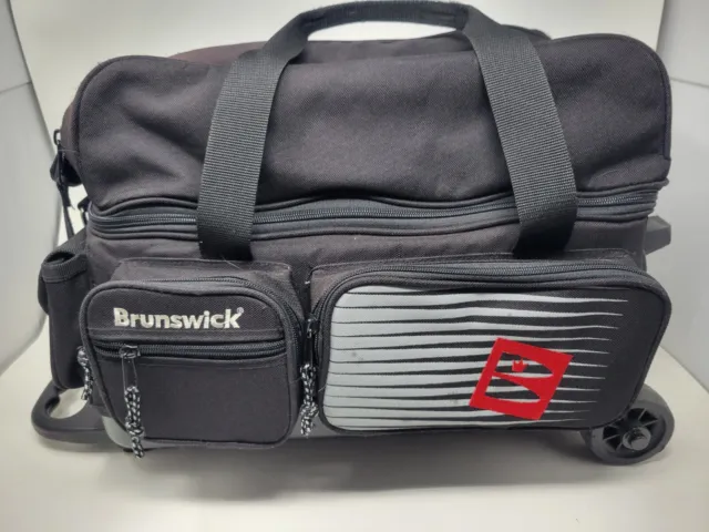 Brunswick Crown Two Ball Bowling Bag Rolling Wheels Extending Handle.