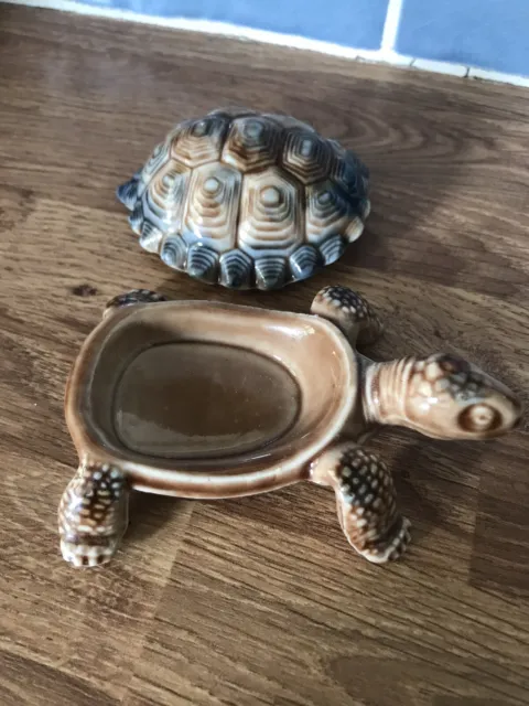 Vintage Wade Porcelain Tortoises / Turtle, 4” (10cm) Trinket Box, Large Rare