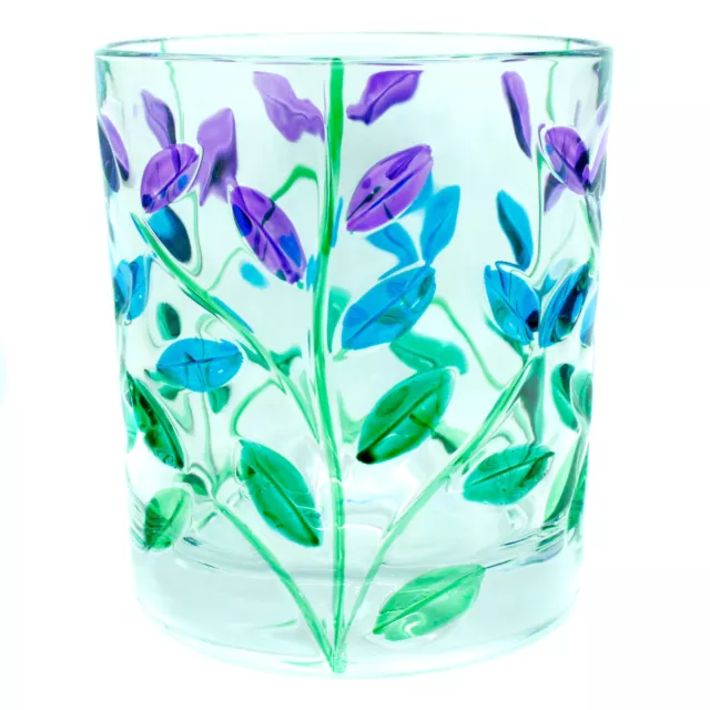 Cristal de Murano Bebible Cristal Vaso Morado Verde Azul Pintado a Mano Flor