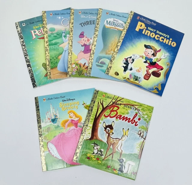 Little Golden Books Disney Lot of 7 Bambi Peter Pan Pinocchio Little Mermaid