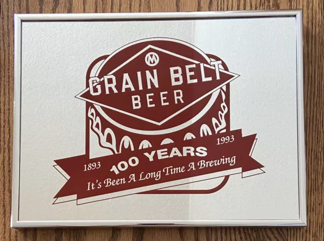 Vintage Grain Belt Beer Mirror Sign 1993 100 Year Anniversary