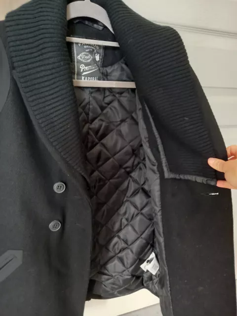 KAPORAL Premium Veste caban noir en laine Doublure matelassée Taille XS 2