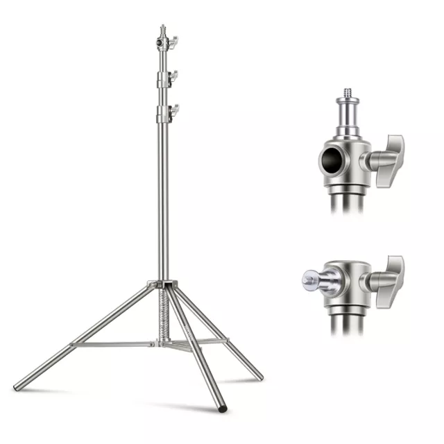 NEEWER 2.2m Stainless Steel Light Stand Spring Cushioned Photo Tripod Stand