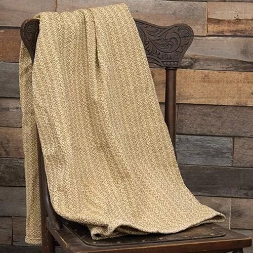 NEW Farmhouse Primitive TAN CREAM Throw Coverlet FAIRFAX 52"x74" Country Cotton