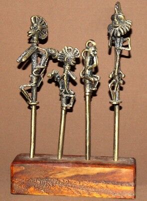 Vintage Hand Made Folk Bronze Ashanti Tribal Figurines