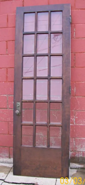 Antique Beveled Glass Door, 18 Panes, Ca. 1900 w Hardware, Beautiful No damage! 2
