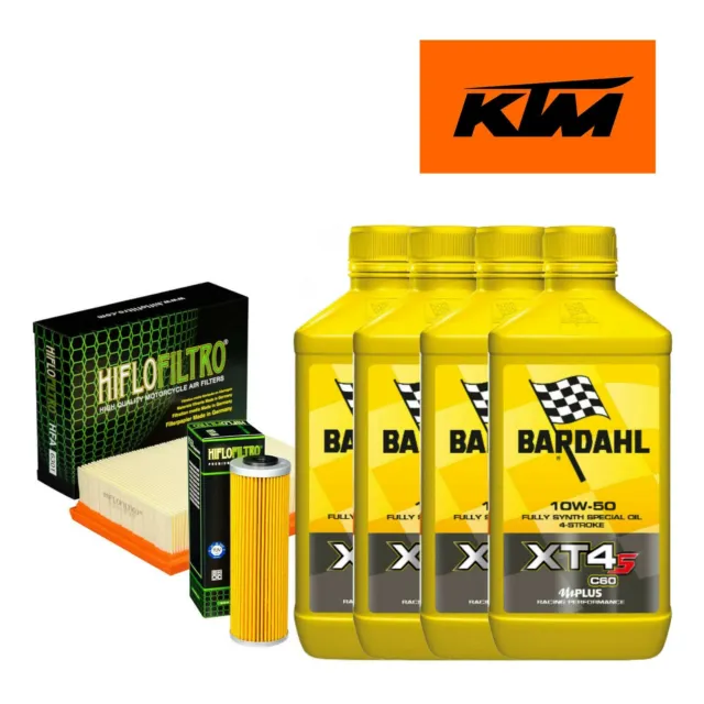 Kit/Tagliando Ktm Super/Adventure/1190/1290 Bardahl Xt4-S 10W50 Filtro Olio Aria