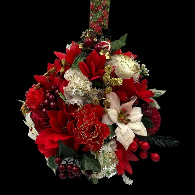 Quality Artificial Christmas  Arrangement Grave vase / Memorial / Crem Pot Red