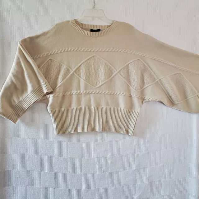 Marc New York Andrew Marc Sweater Cream Dolman Cropped Chunky Knit Large