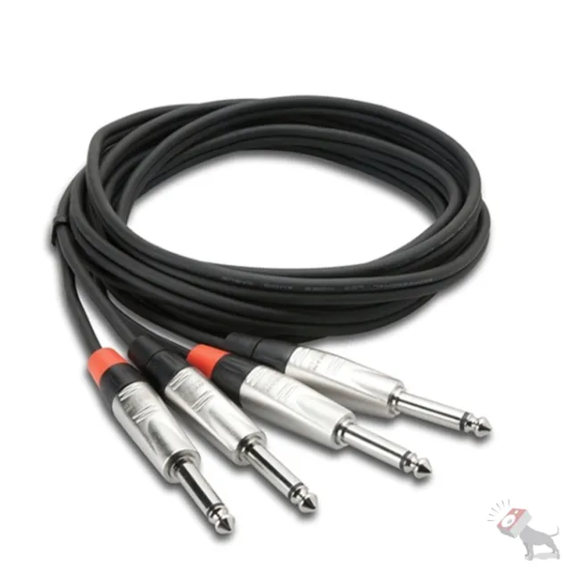 Hosa HPP-015X2 Pro Stereo Interconnect Dual Rean 1/4 in TS to Same 15ft Cable