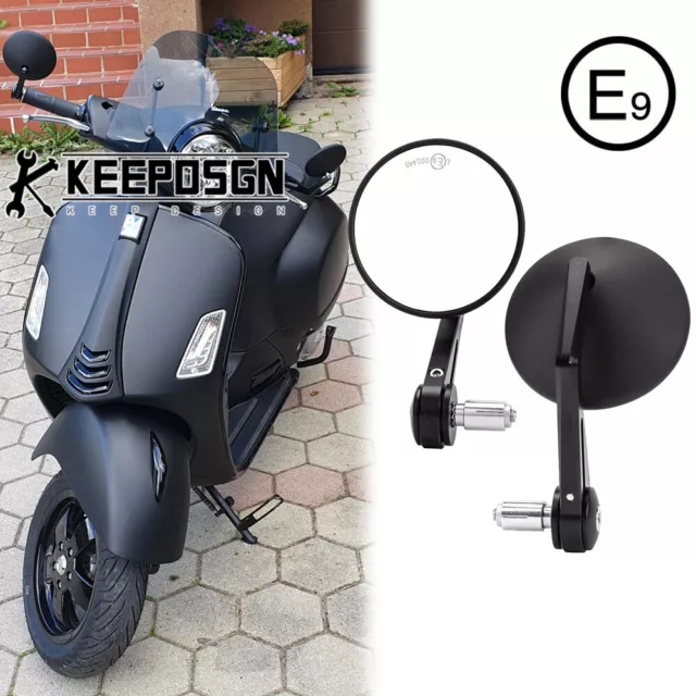 Motorrad E-Mark Lenkerendenspiegel Seiten Rück 360° für Vespa GTS