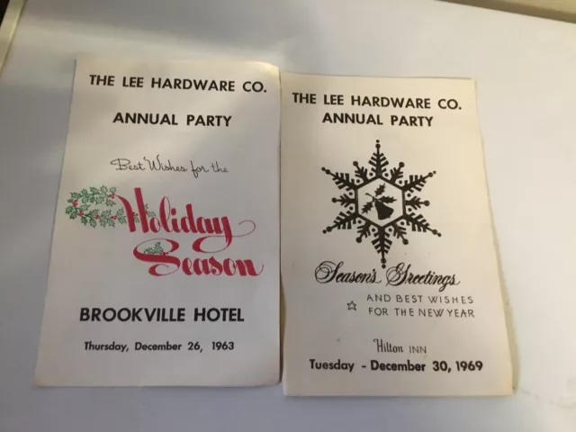 Vintage The Lee Hardware Co.  Salina, Kansas Annual Holiday Programs, 1963, 1969