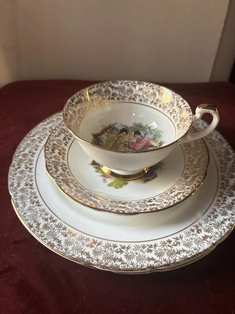 VINTAGE ENGLISH FINE Bone China Tea Cup And Saucer Warranted 22kt. Gold ...