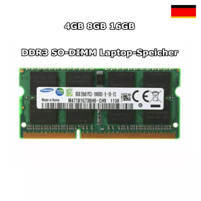 Für Samsung 16GB 8GB 4GB 2Rx8 PC3-10600S DDR3-1333MHz SODIMM Laptop-Speicher RAM