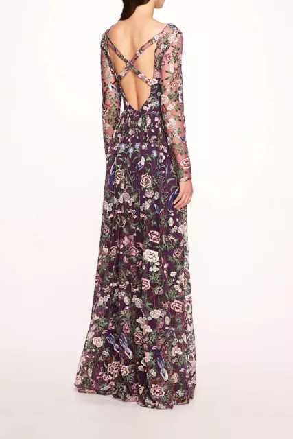 marchesa notte long sleeve botanical gown size 14 2