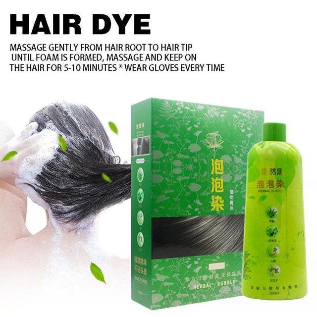 500 ml champú sin ala, tinte para el cabello gris burbuja de hierbas venta caliente