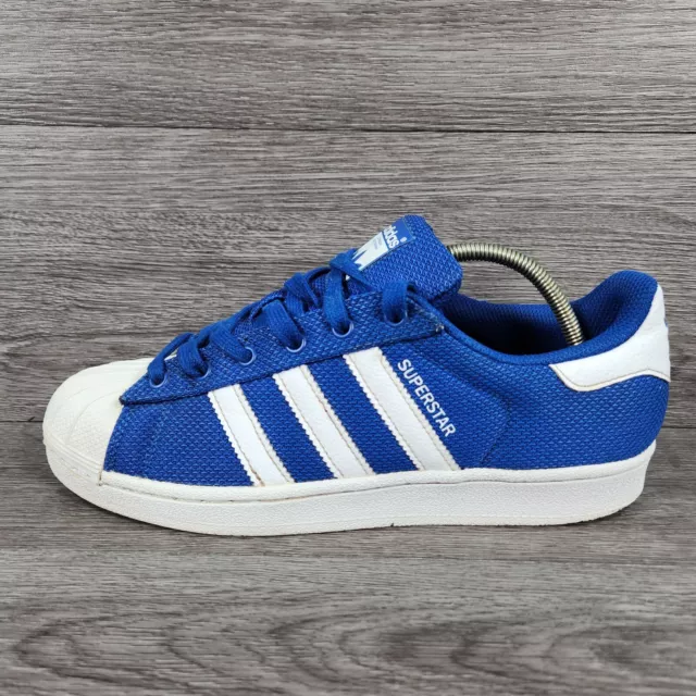 SCARPE DA GINNASTICA Adidas Superstar blu bianche stringate UK