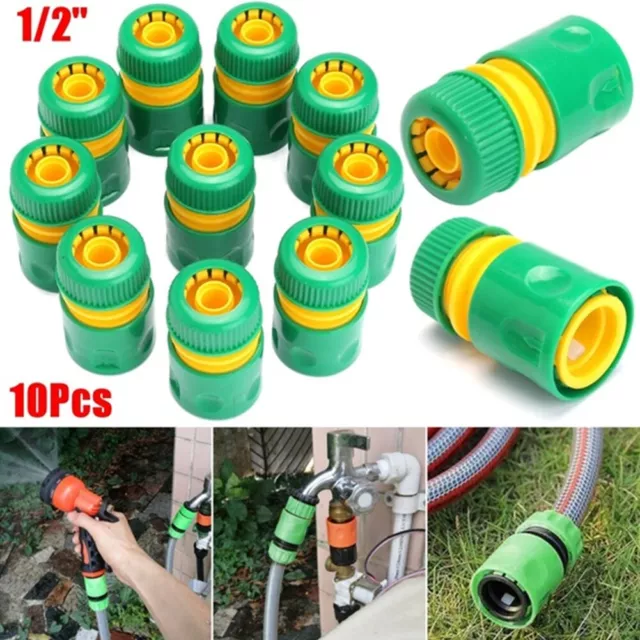 Green 10pcs 12inch Garden Tap Water Hose Pipe Connector Quick Connect Adapter