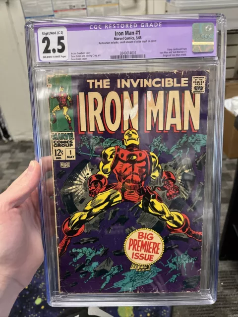 The Invincible Iron Man #1 Cgc 2.5 Ow/W Pages Origin Of Iron Man Retold May 1968