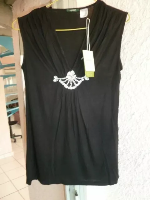 Débardeur Noir Avec Bijoux Devant Taille 36 Neuf Avec Étiquette Marque : La Redo
