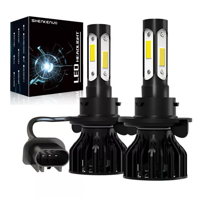 2X H13 9008 LED Headlight Super Bright Bulbs Kit 22000LM White Hi-Lo Beam 6000K