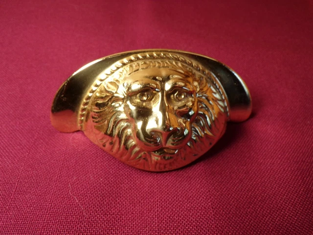 Lion Head Pull Drawer Cabinet Handle Solid Brass Vintage Hardware Replacement