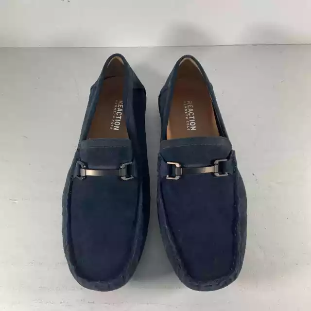 Kenneth Cole Reaction Navy Blue Suede Slip On Driver Loafers Mens 11.5 3