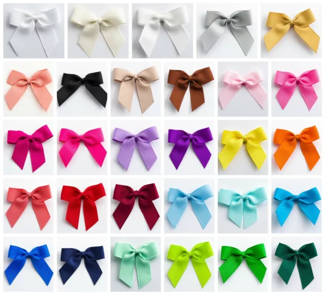 Grosgrain Ribbon Bows 5cm Wide Self Adhesive Sticky Pre-Tied Hair Gift Crafts 3