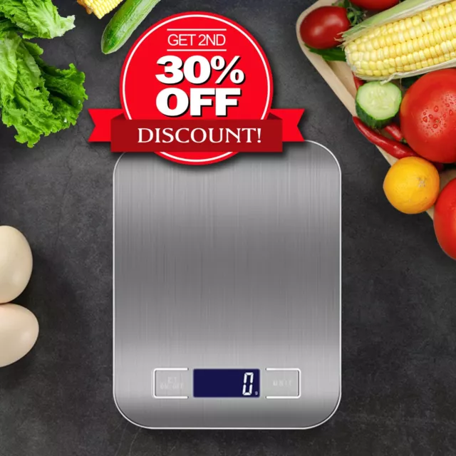 Kitchen Scales Cooking Digital Scale Weight 3Kg 5Kg 10Kg @1g LCD Stainless