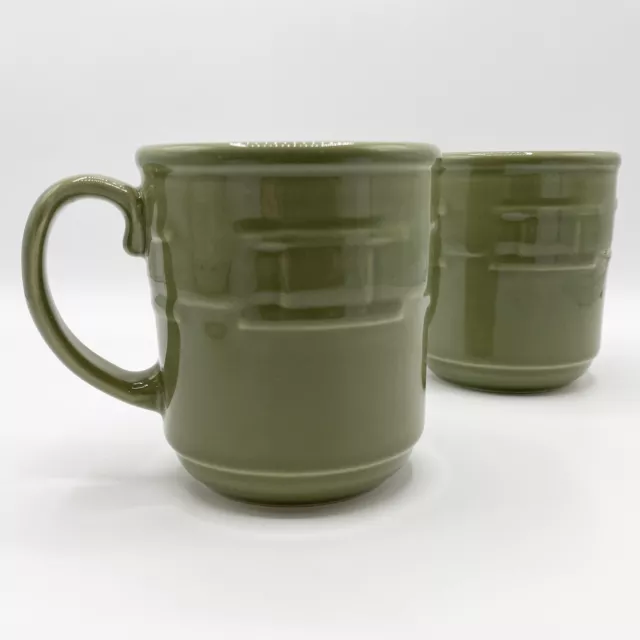 LONGABERGER Set of 2 Woven Traditions Coffee Mugs - Sage Green Basketweave