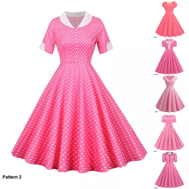Damen Retro Rockabilly Petticoat Swingkleid 50er 60er Partykleid A-Linie-Kleid