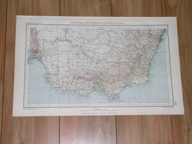 1927 Vintage Map Of Australia Melbourne Sydney Canberra