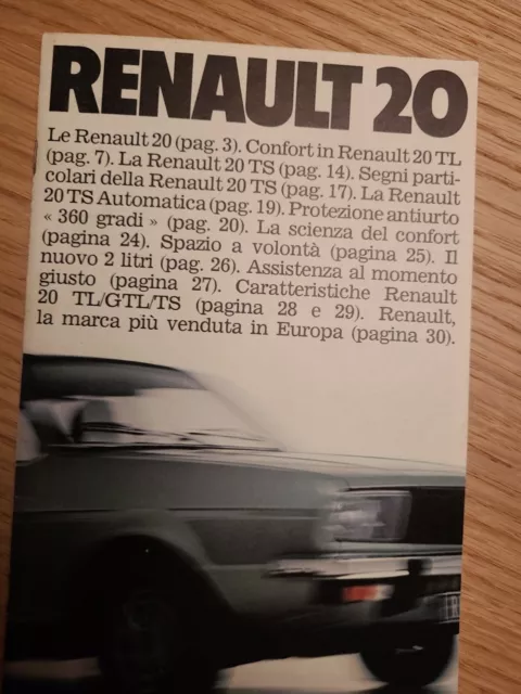 Depliant RENAULT 20 TL-GTL  GTS Automatico  brochure italiano 1978 32 pag A5
