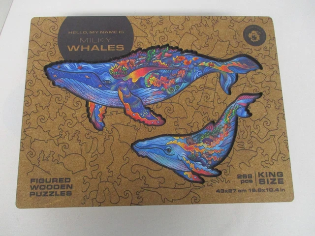 New Unidragon Figured Wooden Puzzle ~ Milky Whales ~ 268 King Size