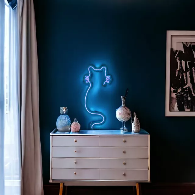 Cat Neon Wall Decor Cat Led Sign Blue Led Light Cat Home Decor Bedroom Light