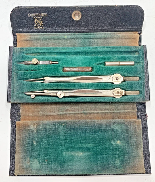 VINTAGE SCHOENNER ARCHITECTURAL Drafting Tool Set 24134 W/ Case Germany