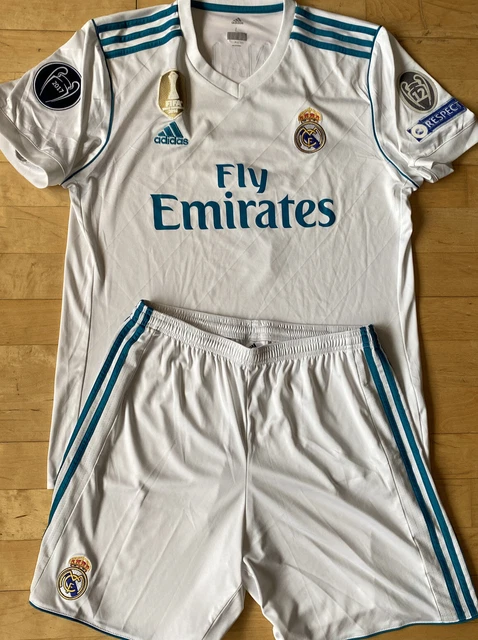 Real Madrid Trikot und Short 17/18, Ronaldo und CL Beflockung Herren Gr.L selten