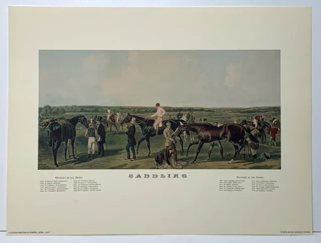 'Saddling' Winners of the Derby horse racing reproduction print