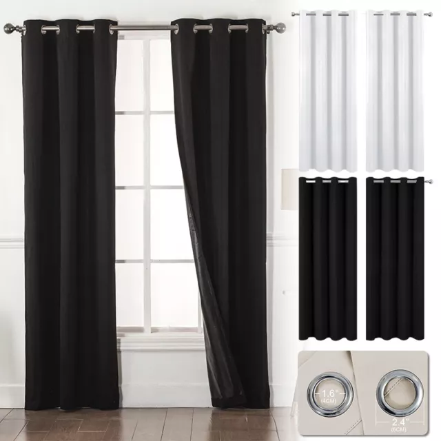 2PC Insulated Foam Lined 100% Privacy Blackout Grommet Window Curtain Panels